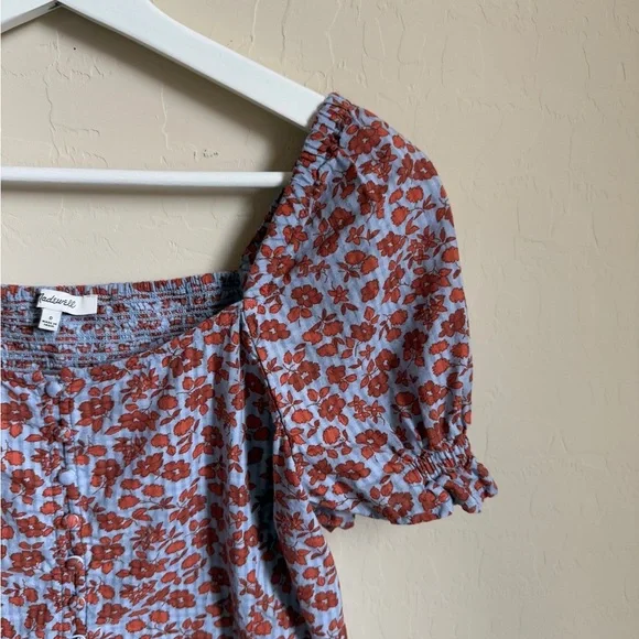 Madewell Floral Blouse in Red and Blue - Picture 5 of 13